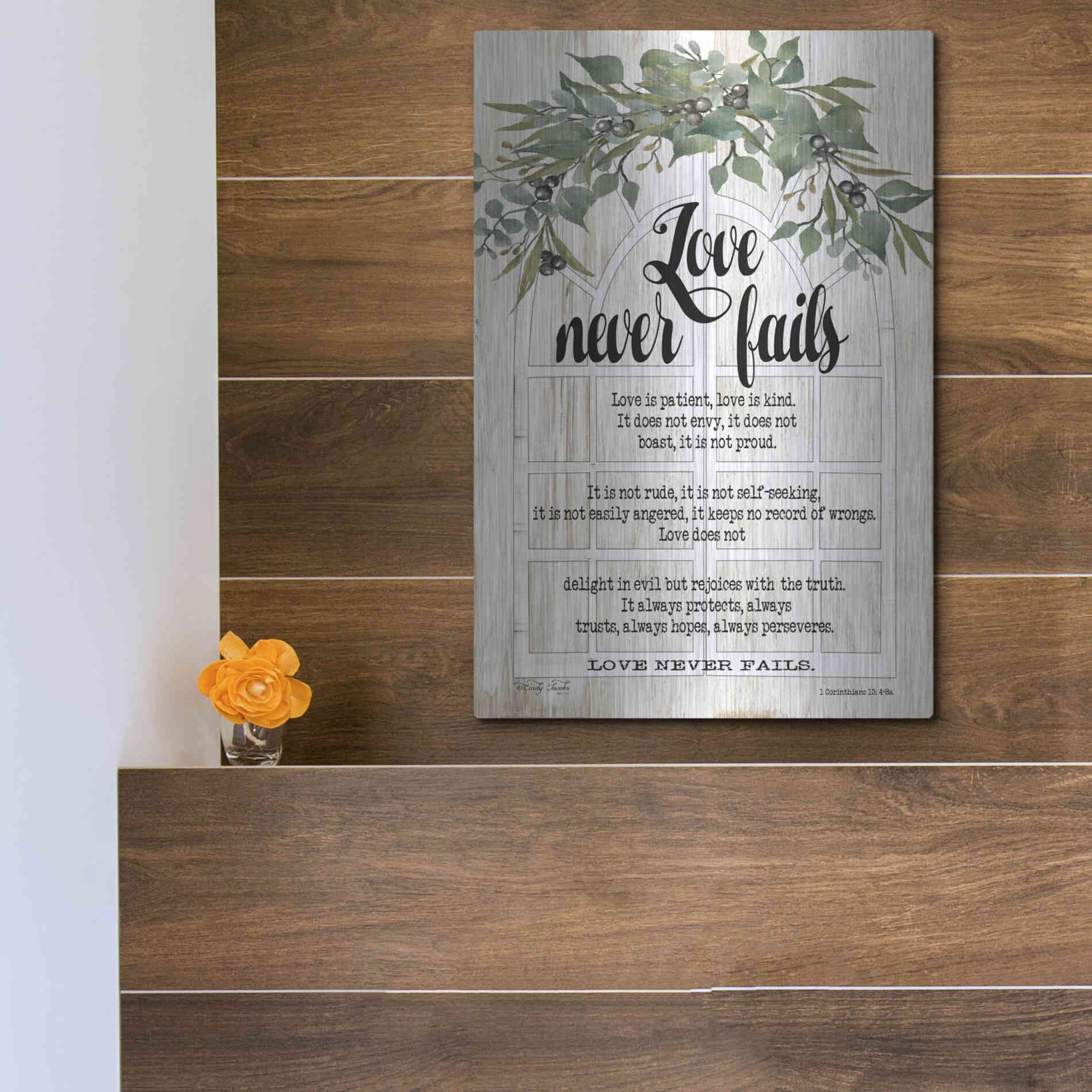 Luxe Metal Art 'Berry Swag Love Never Fails' by Cindy Jacobs, Metal Wall Art,12x16