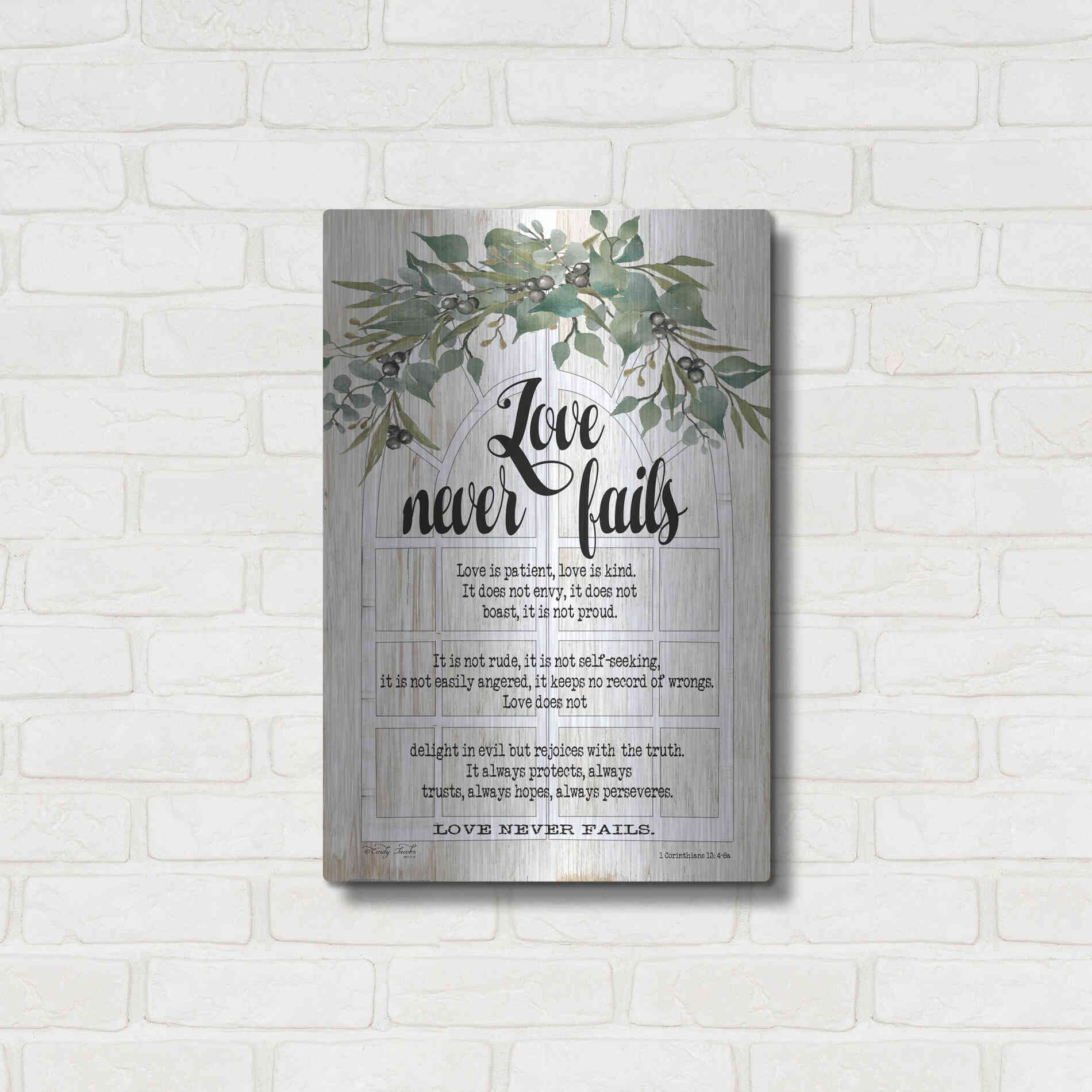 Luxe Metal Art 'Berry Swag Love Never Fails' by Cindy Jacobs, Metal Wall Art,16x24