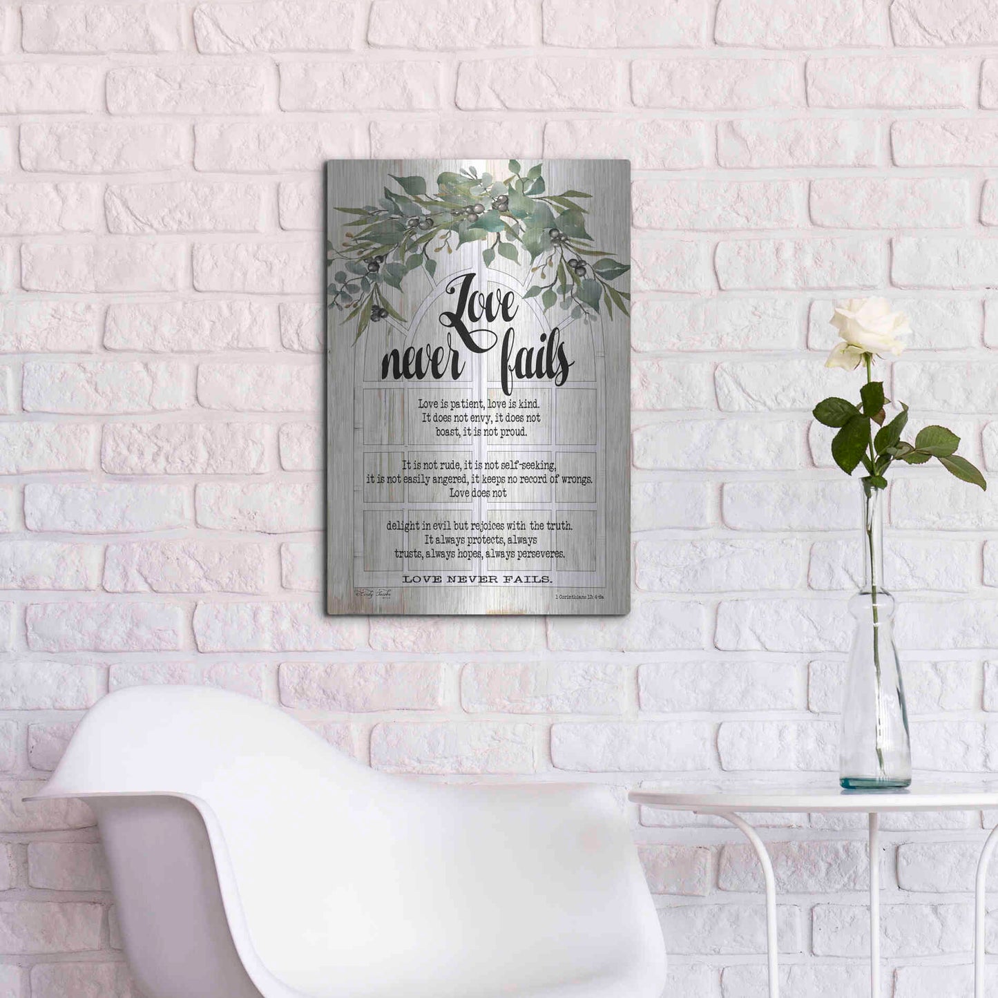 Luxe Metal Art 'Berry Swag Love Never Fails' by Cindy Jacobs, Metal Wall Art,16x24