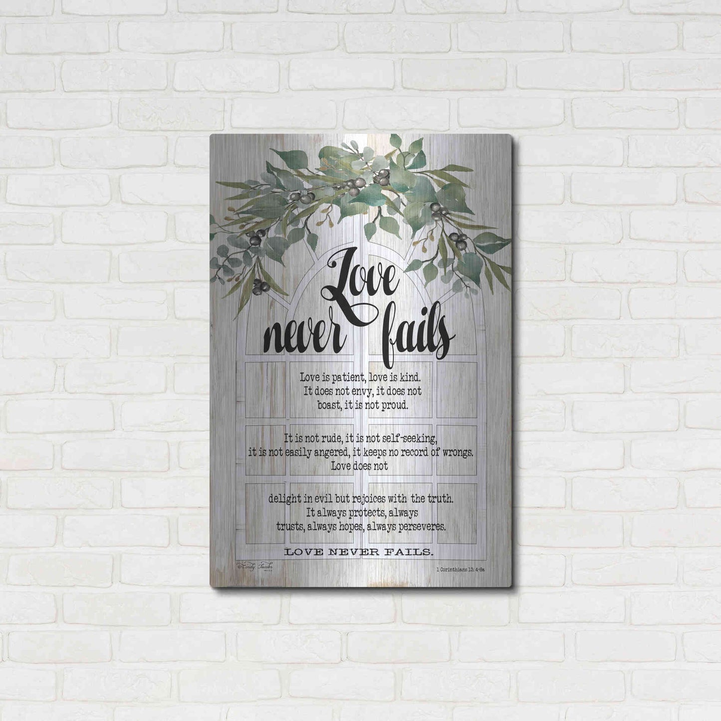 Luxe Metal Art 'Berry Swag Love Never Fails' by Cindy Jacobs, Metal Wall Art,24x36