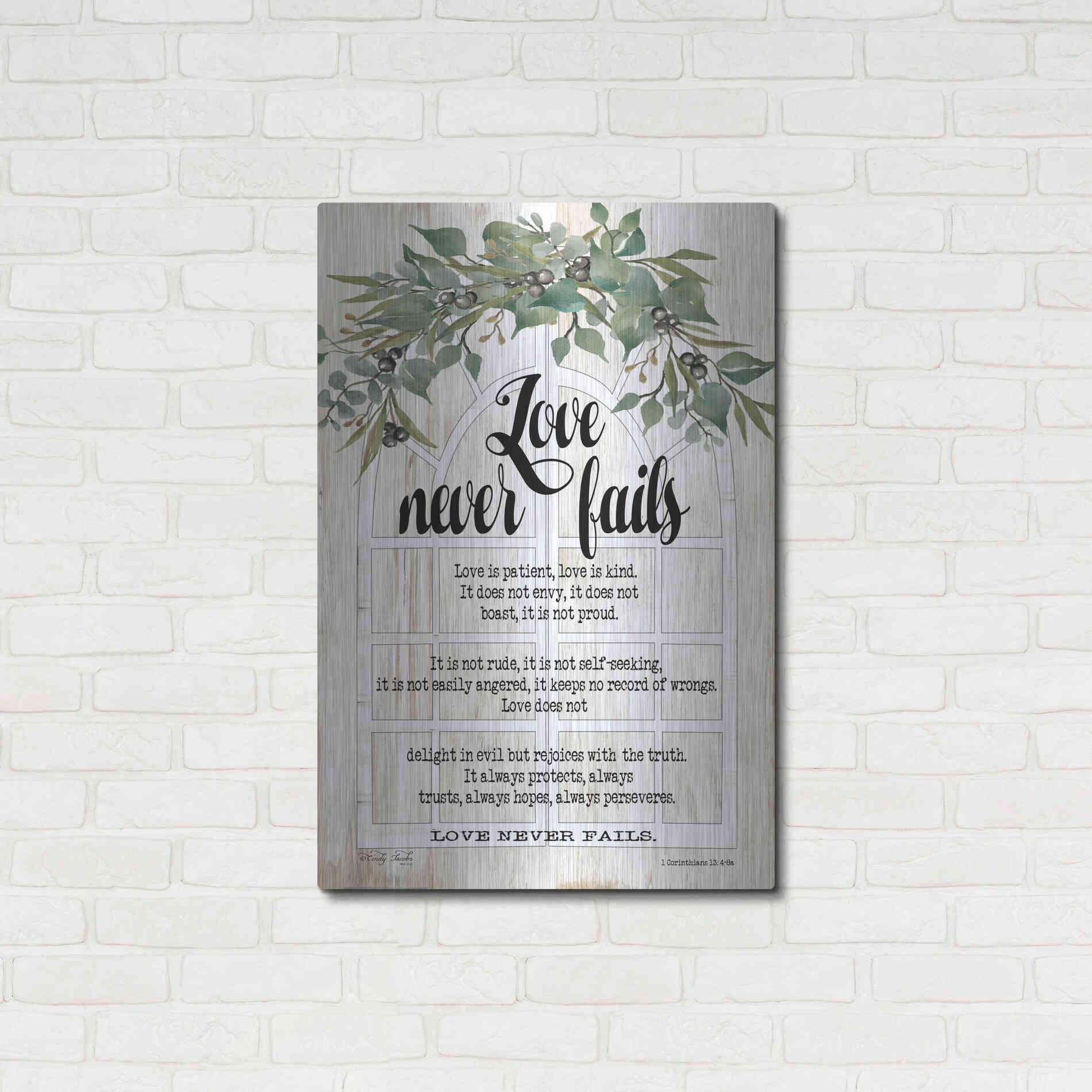 Luxe Metal Art 'Berry Swag Love Never Fails' by Cindy Jacobs, Metal Wall Art,24x36