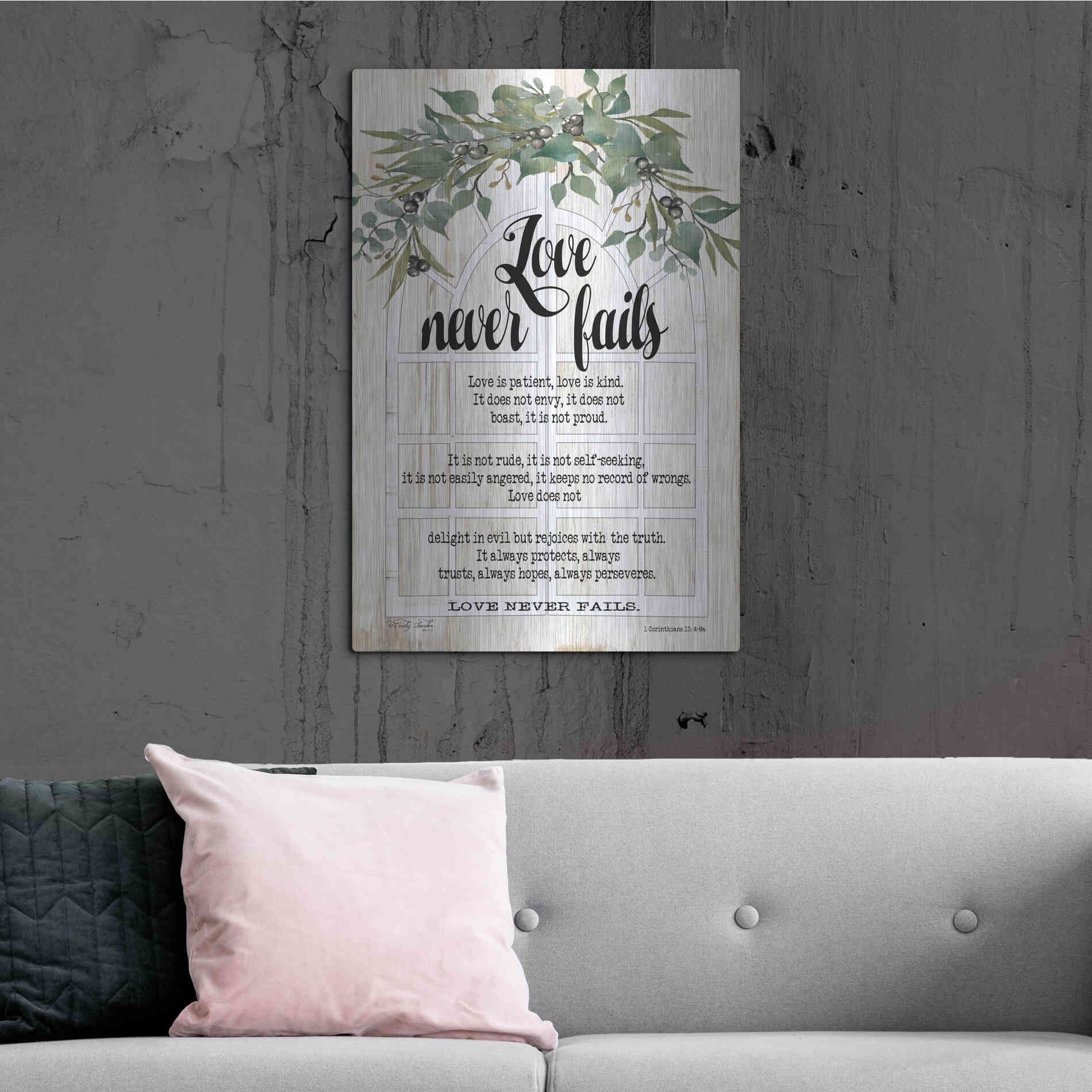 Luxe Metal Art 'Berry Swag Love Never Fails' by Cindy Jacobs, Metal Wall Art,24x36