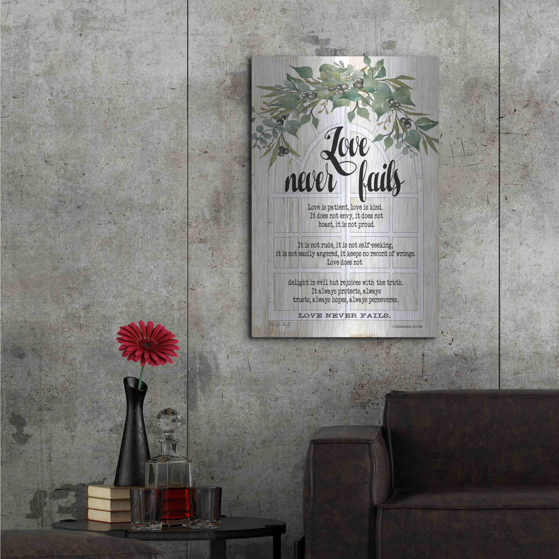 Luxe Metal Art 'Berry Swag Love Never Fails' by Cindy Jacobs, Metal Wall Art,24x36