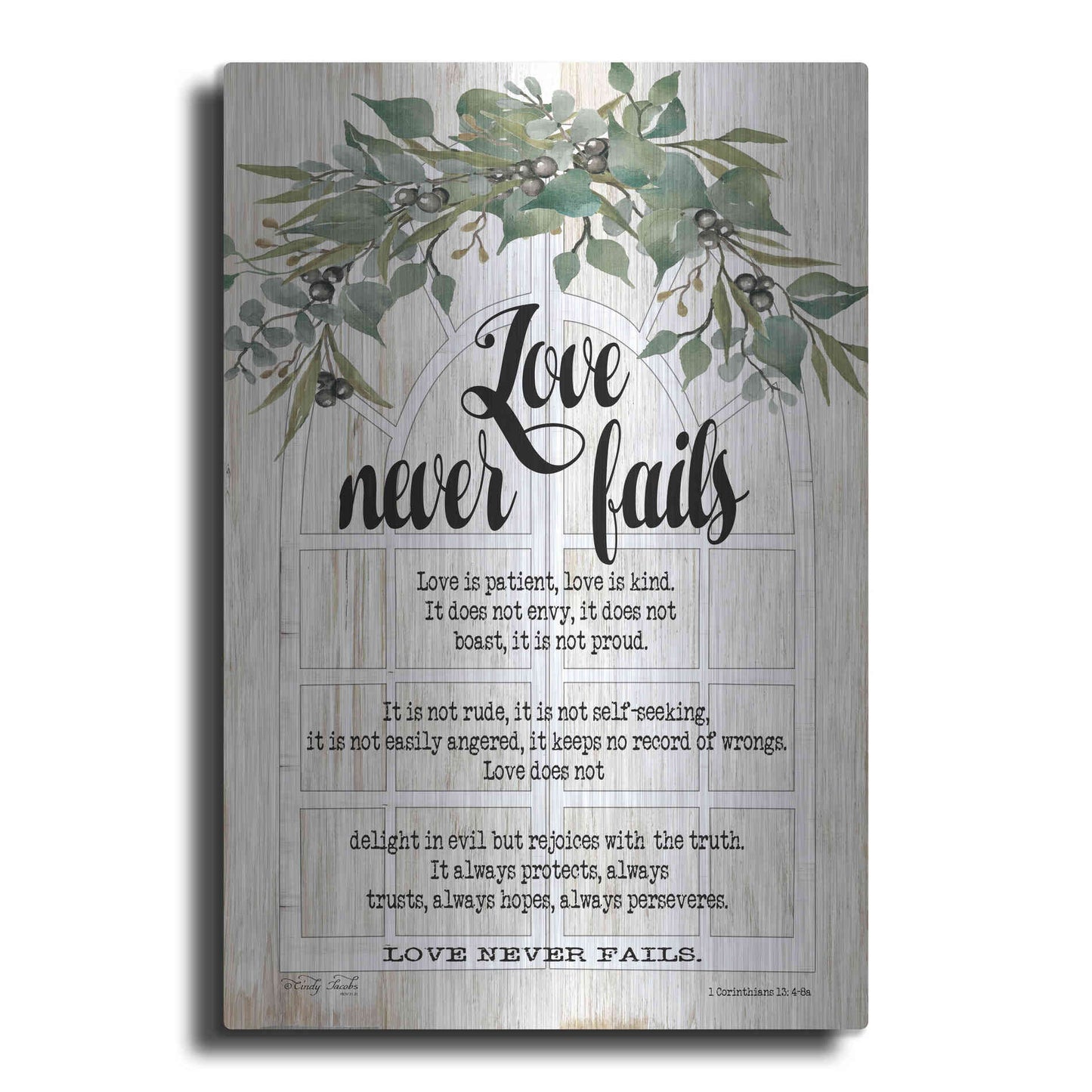 Luxe Metal Art 'Berry Swag Love Never Fails' by Cindy Jacobs, Metal Wall Art