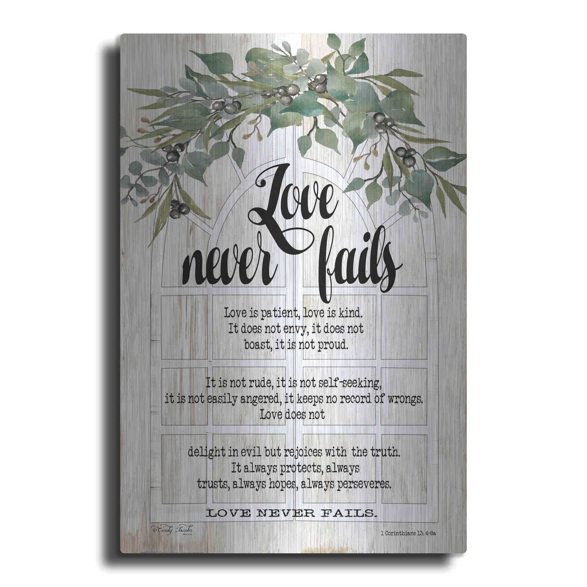 Luxe Metal Art 'Berry Swag Love Never Fails' by Cindy Jacobs, Metal Wall Art