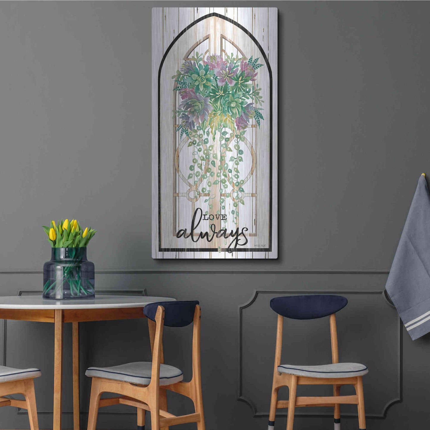 Luxe Metal Art 'Love Always' by Cindy Jacobs, Metal Wall Art,24x48