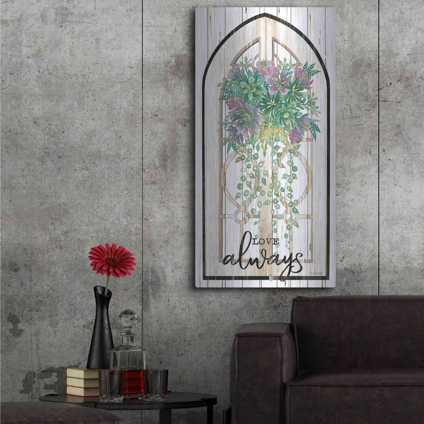 Luxe Metal Art 'Love Always' by Cindy Jacobs, Metal Wall Art,24x48