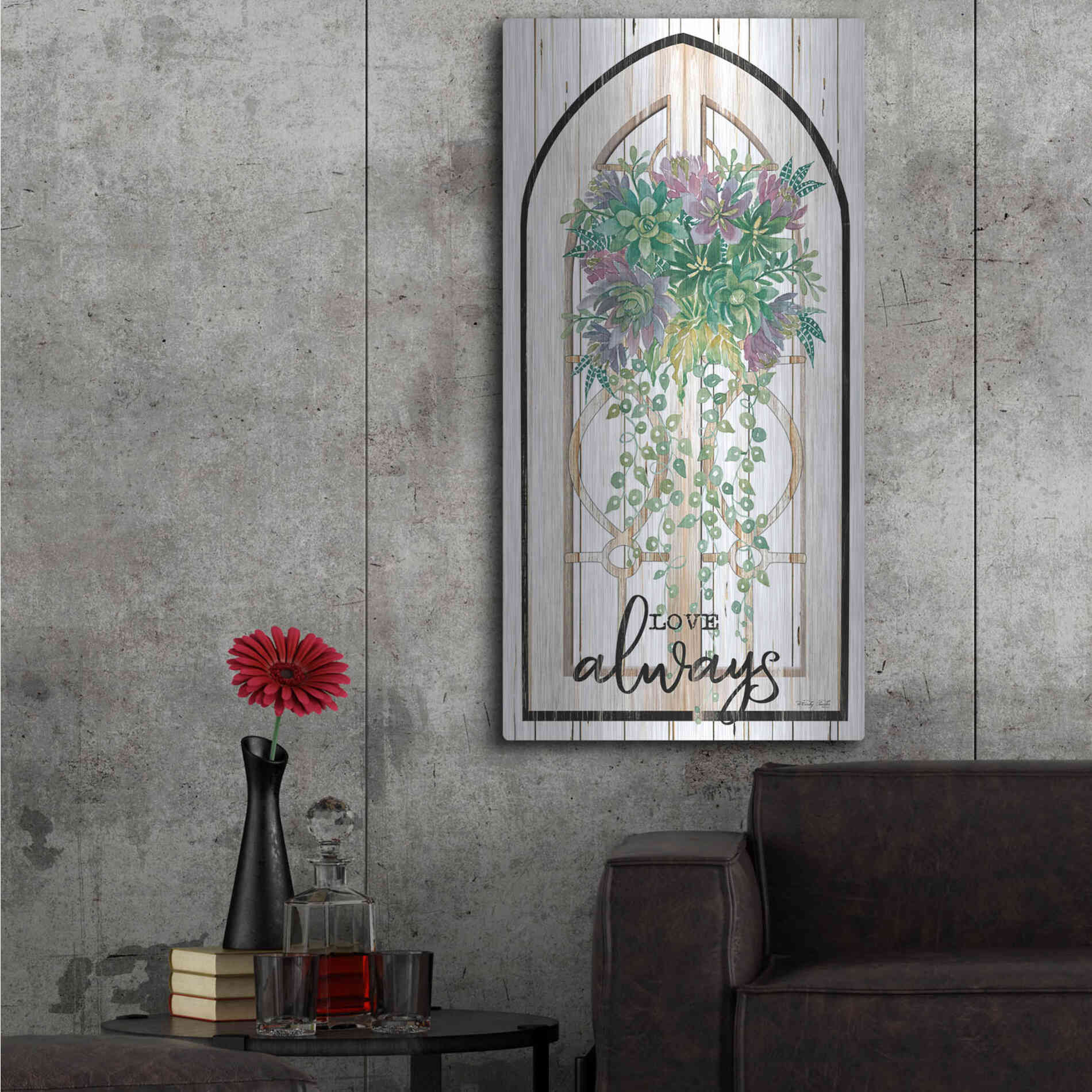 Luxe Metal Art 'Love Always' by Cindy Jacobs, Metal Wall Art,24x48