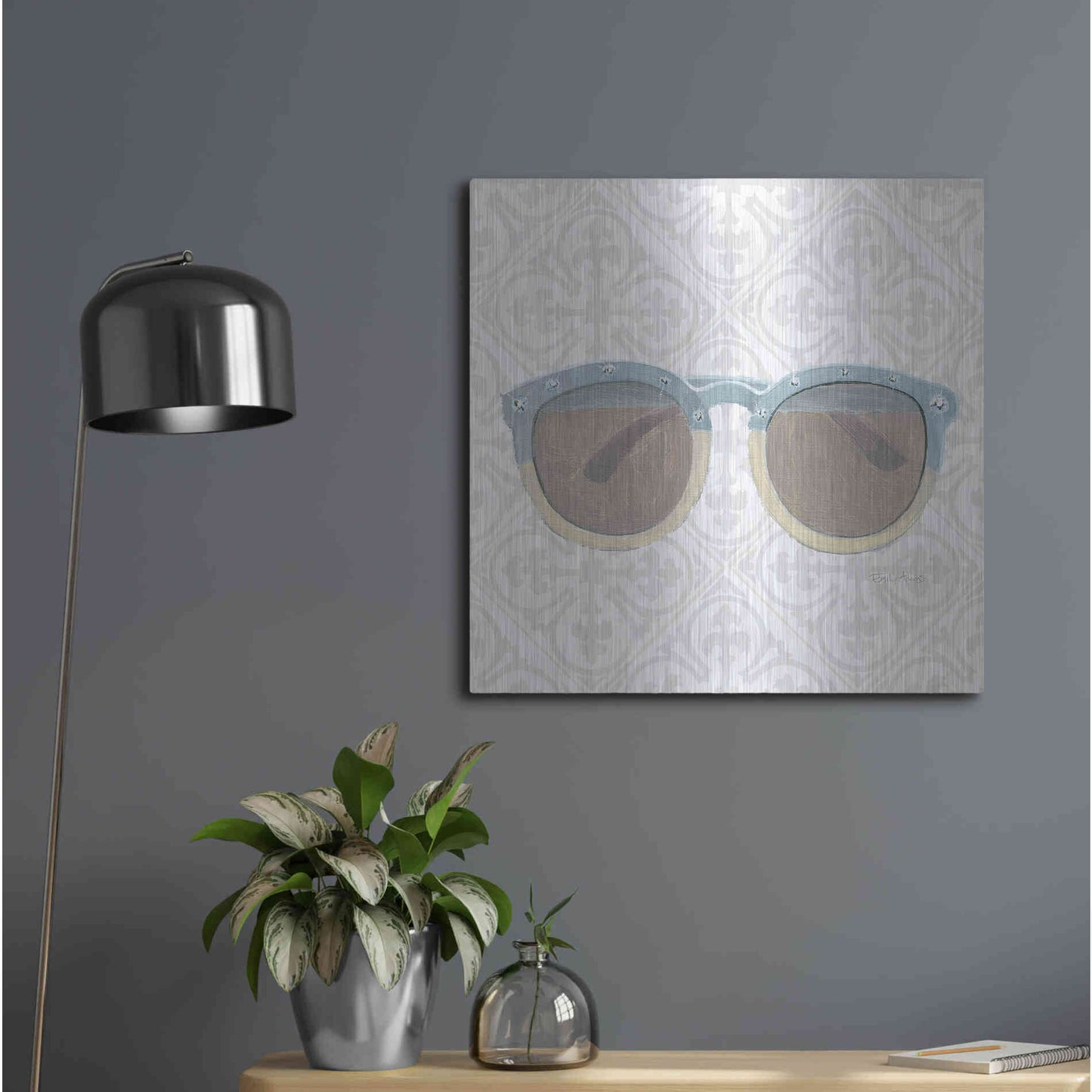 Luxe Metal Art 'Must Have Fashion I Gray White' by Emily Adams, Metal Wall Art,24x24