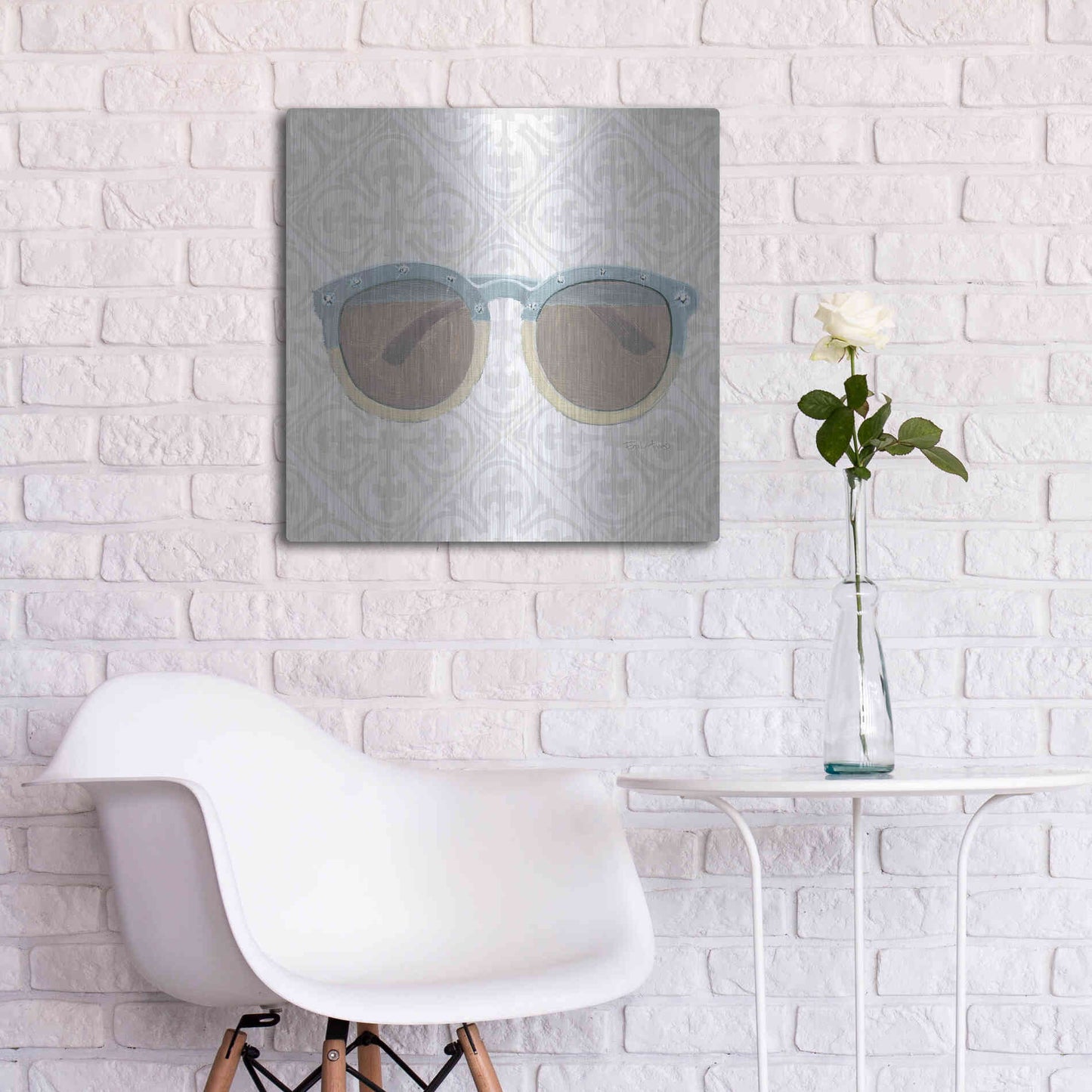 Luxe Metal Art 'Must Have Fashion I Gray White' by Emily Adams, Metal Wall Art,24x24