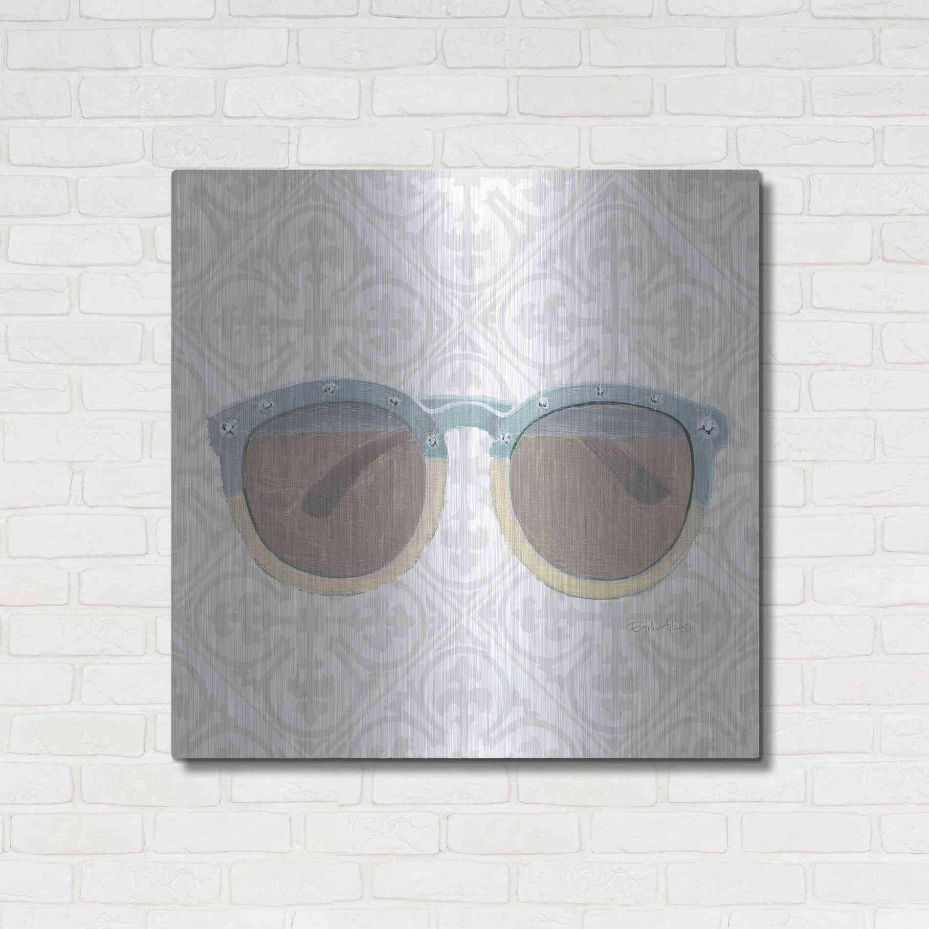 Luxe Metal Art 'Must Have Fashion I Gray White' by Emily Adams, Metal Wall Art,36x36