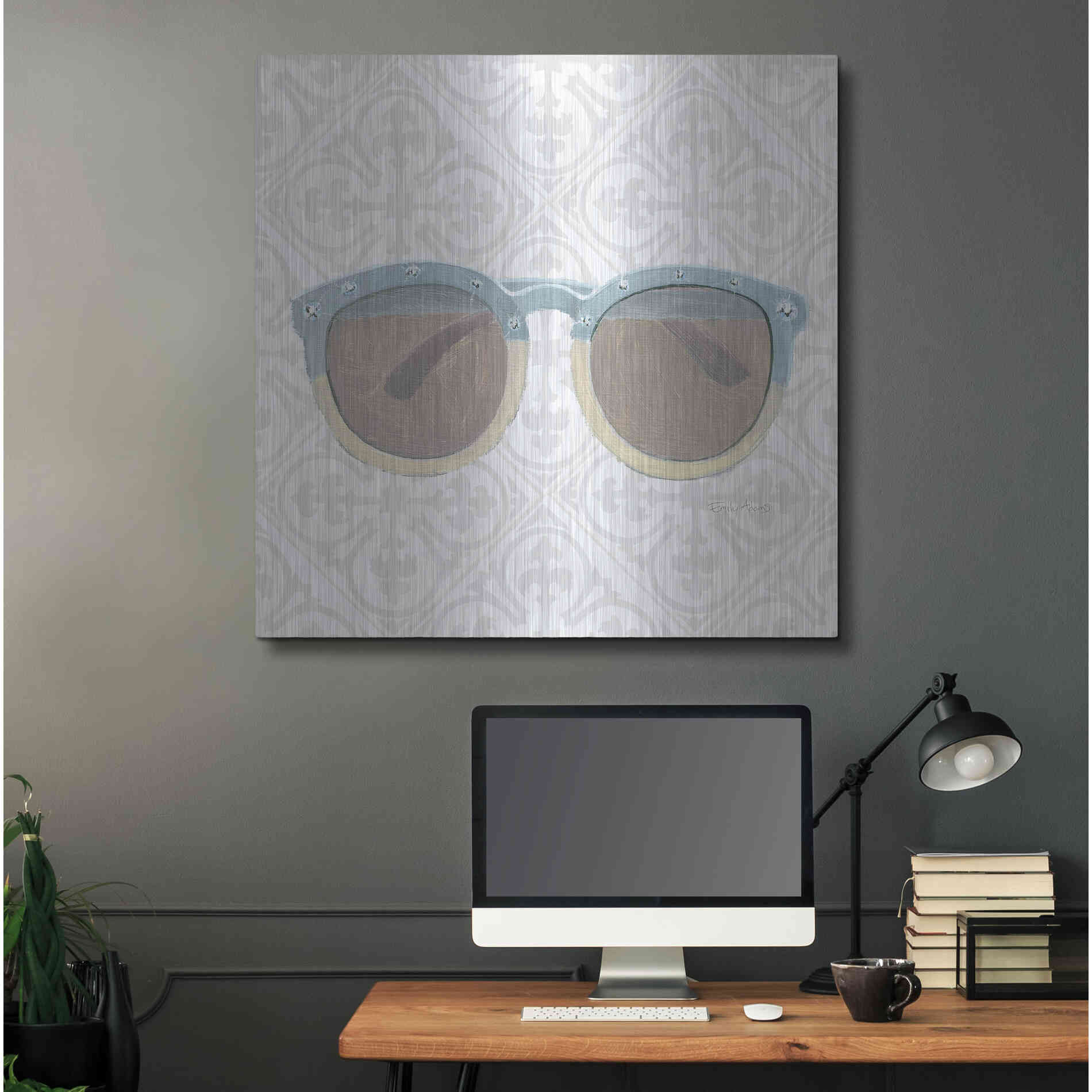 Luxe Metal Art 'Must Have Fashion I Gray White' by Emily Adams, Metal Wall Art,36x36