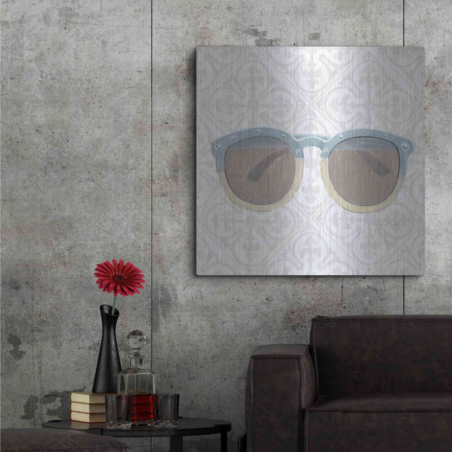 Luxe Metal Art 'Must Have Fashion I Gray White' by Emily Adams, Metal Wall Art,36x36