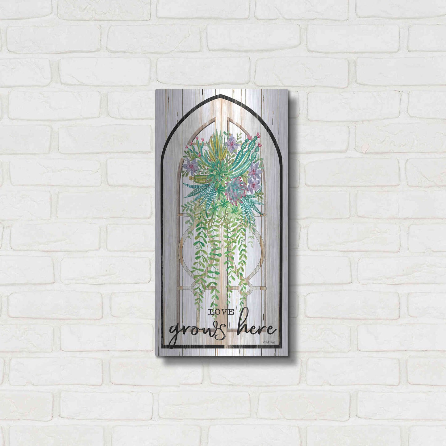 Luxe Metal Art 'Love Grows Here' by Cindy Jacobs, Metal Wall Art,12x24