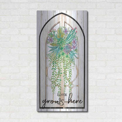 Luxe Metal Art 'Love Grows Here' by Cindy Jacobs, Metal Wall Art,24x48