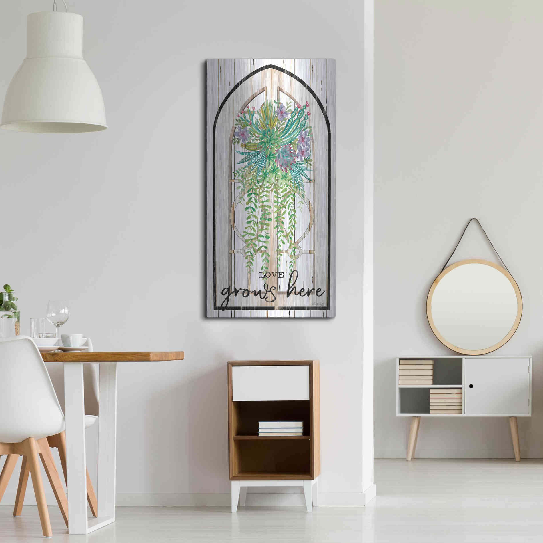 Luxe Metal Art 'Love Grows Here' by Cindy Jacobs, Metal Wall Art,24x48