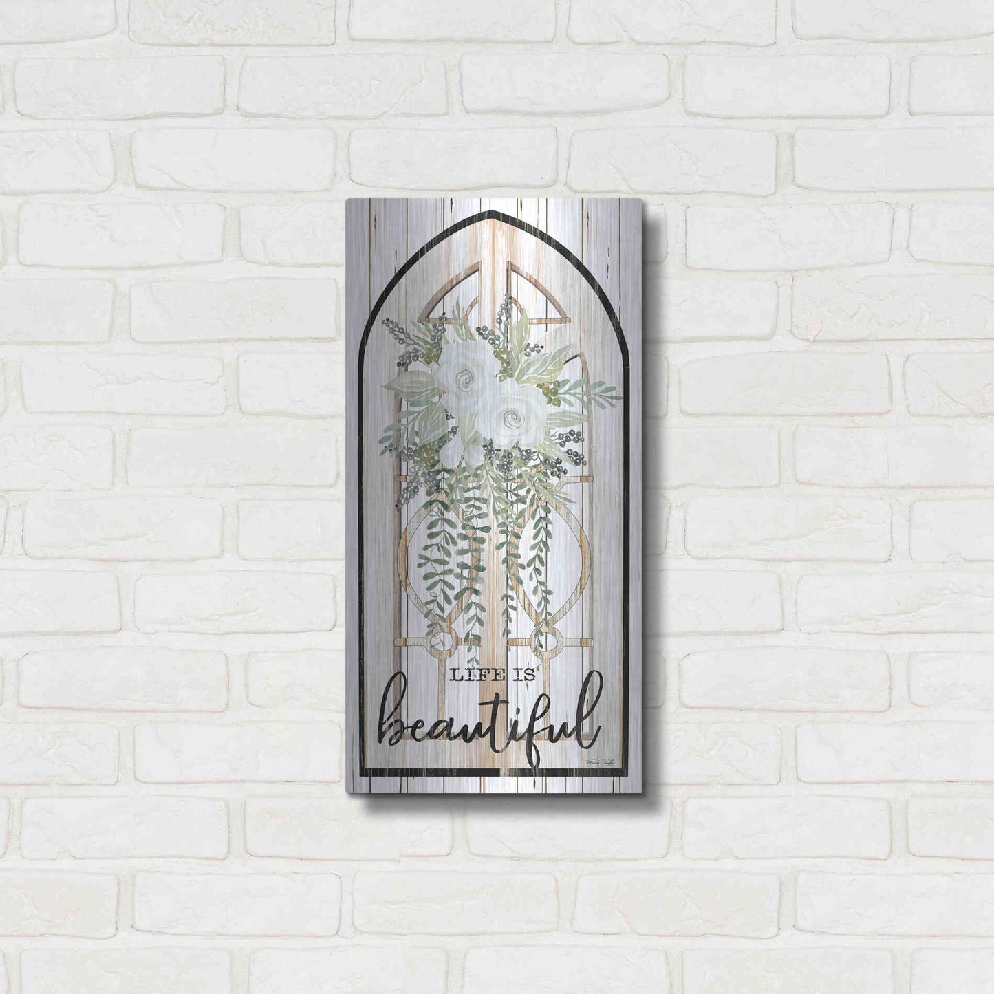 Luxe Metal Art 'Life is Beautiful' by Cindy Jacobs, Metal Wall Art,12x24