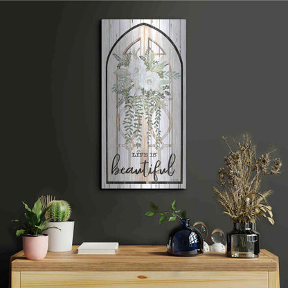 Luxe Metal Art 'Life is Beautiful' by Cindy Jacobs, Metal Wall Art,12x24