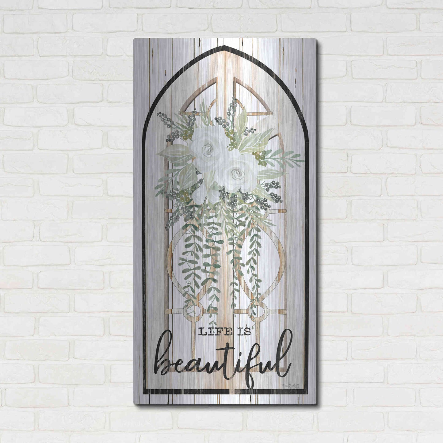 Luxe Metal Art 'Life is Beautiful' by Cindy Jacobs, Metal Wall Art,24x48