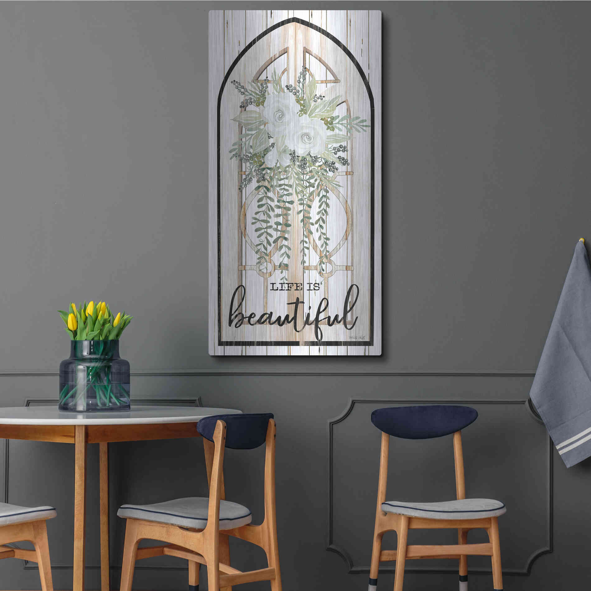 Luxe Metal Art 'Life is Beautiful' by Cindy Jacobs, Metal Wall Art,24x48