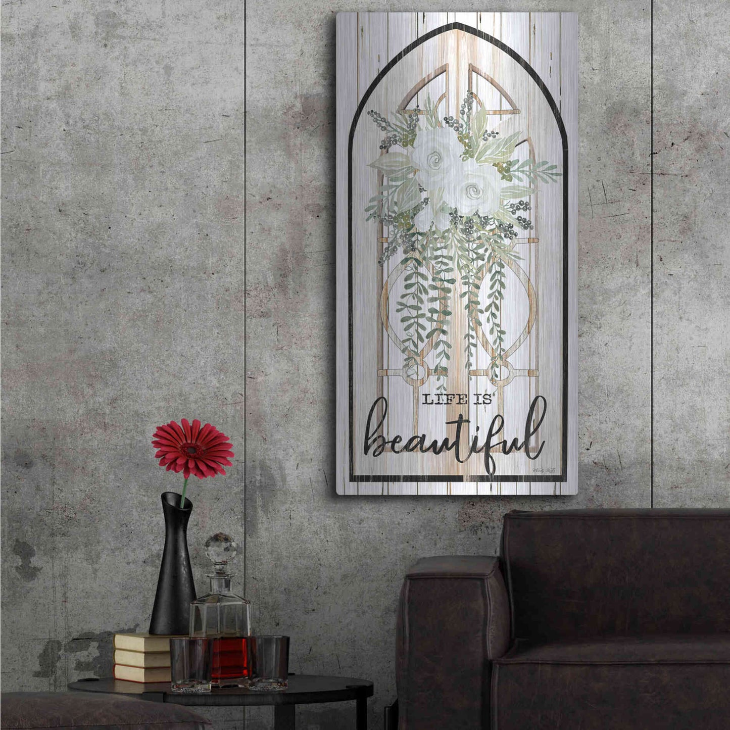 Luxe Metal Art 'Life is Beautiful' by Cindy Jacobs, Metal Wall Art,24x48