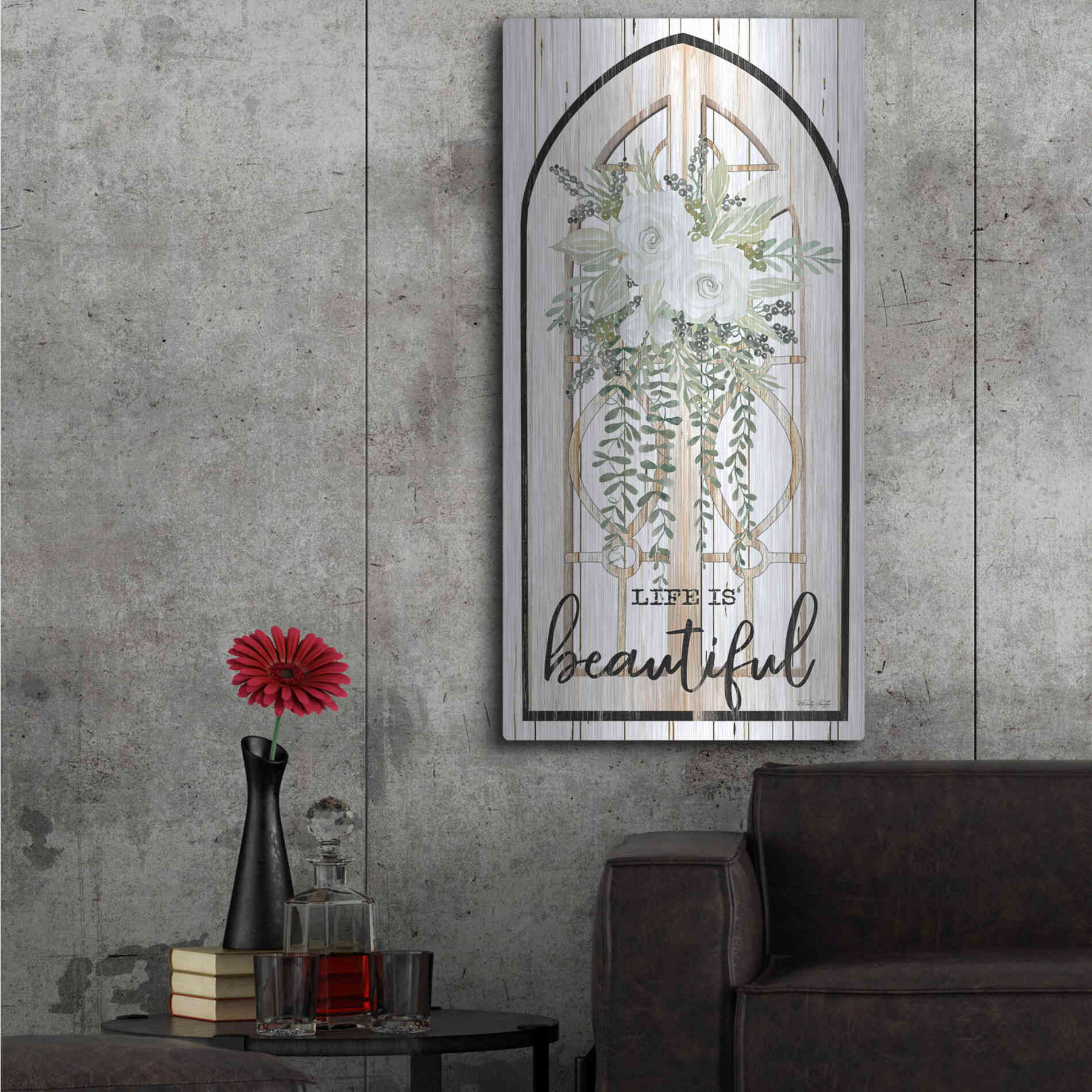 Luxe Metal Art 'Life is Beautiful' by Cindy Jacobs, Metal Wall Art,24x48