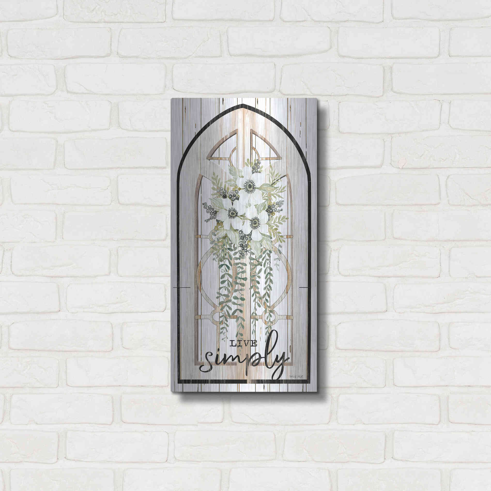 Luxe Metal Art 'Live Simply' by Cindy Jacobs, Metal Wall Art,12x24