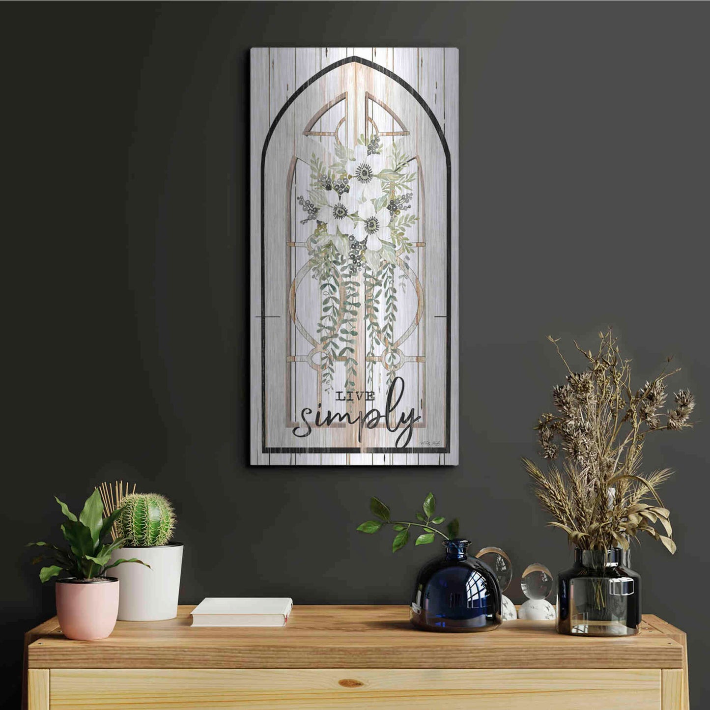 Luxe Metal Art 'Live Simply' by Cindy Jacobs, Metal Wall Art,12x24