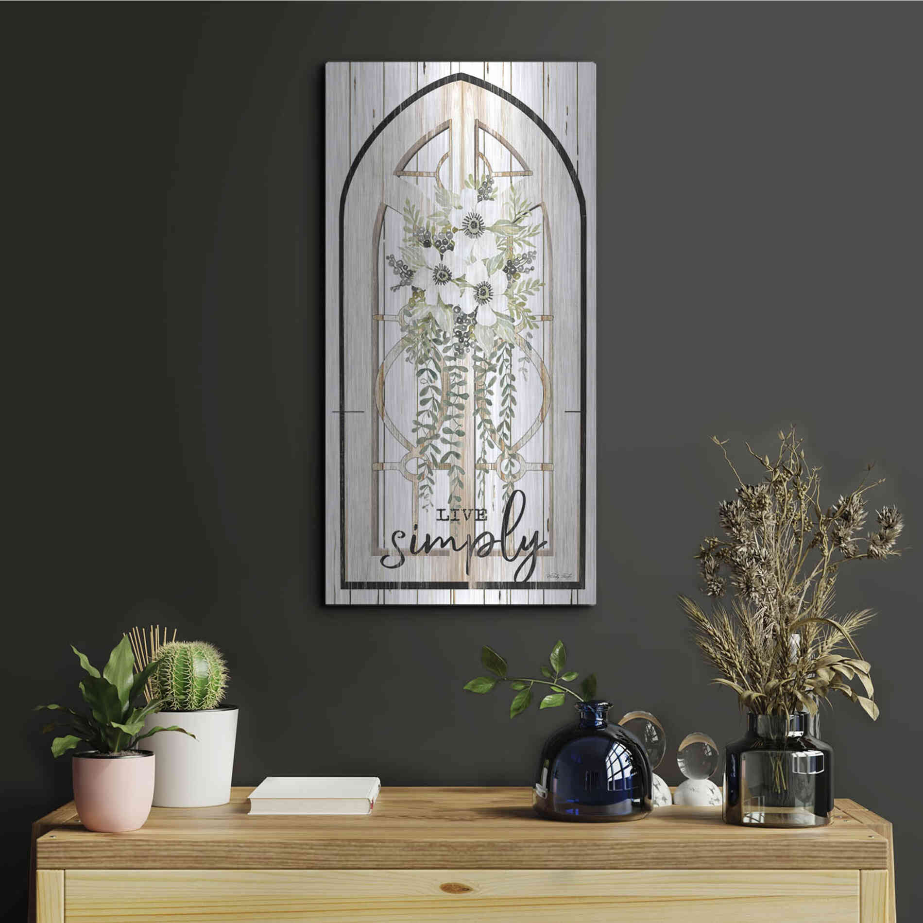 Luxe Metal Art 'Live Simply' by Cindy Jacobs, Metal Wall Art,12x24