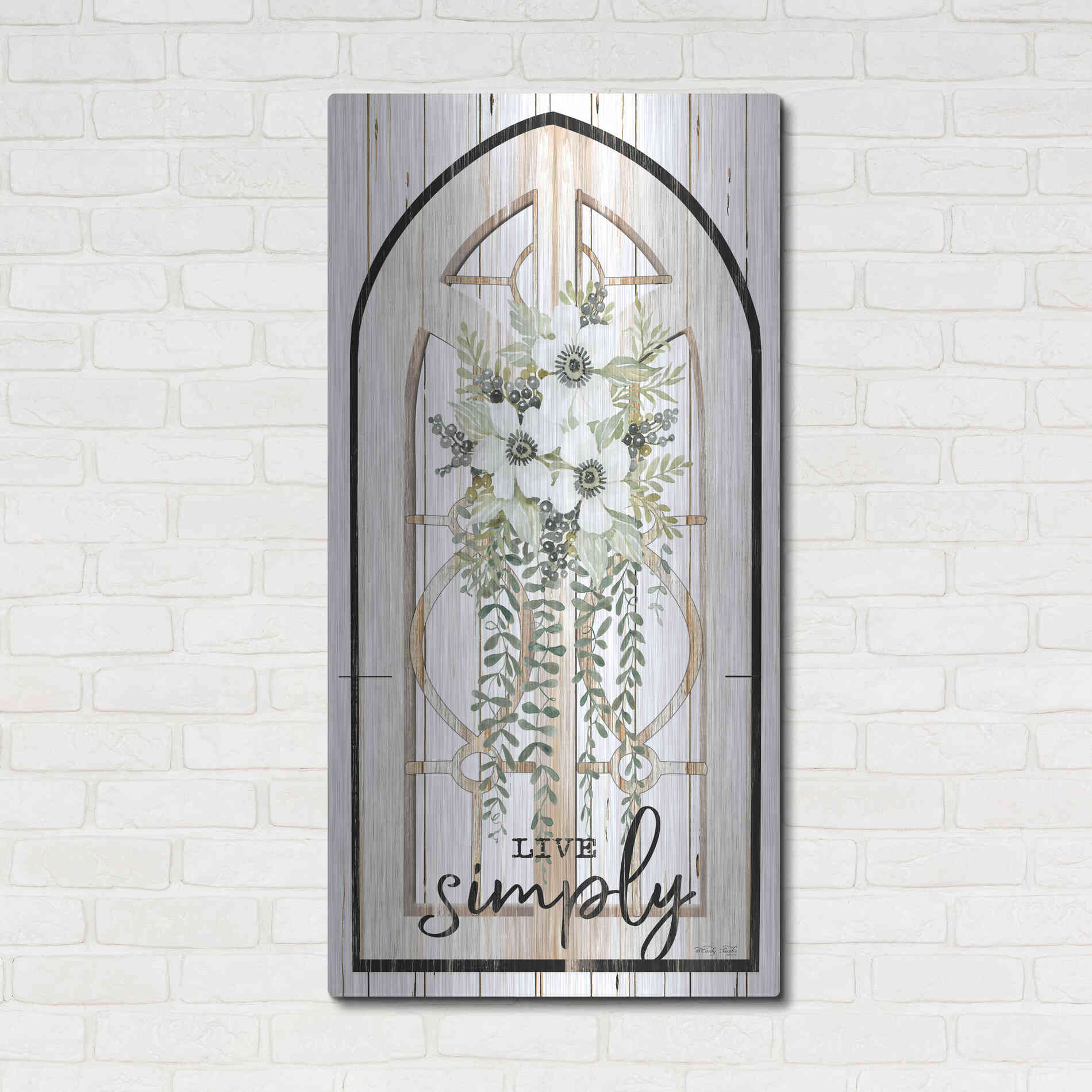 Luxe Metal Art 'Live Simply' by Cindy Jacobs, Metal Wall Art,24x48