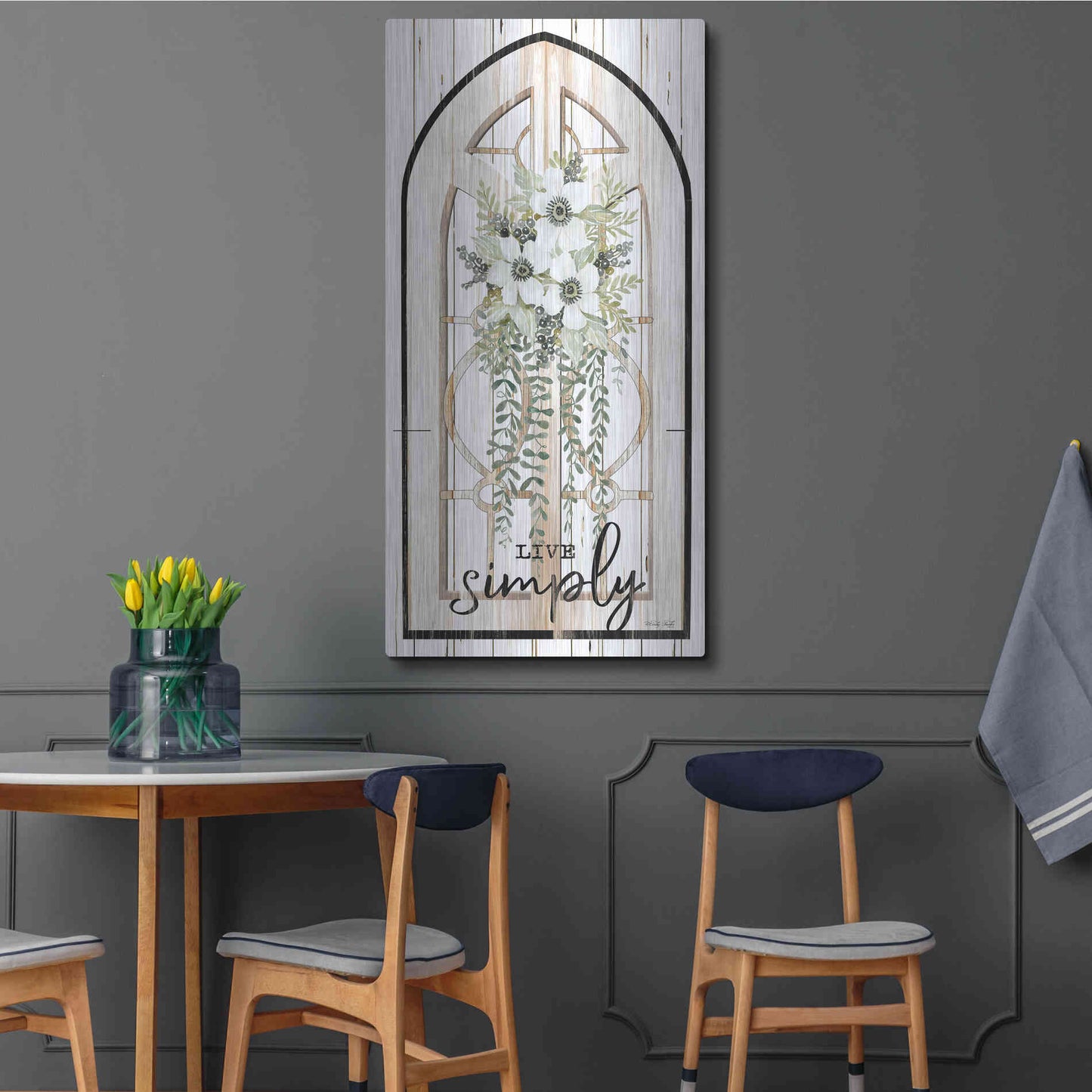 Luxe Metal Art 'Live Simply' by Cindy Jacobs, Metal Wall Art,24x48