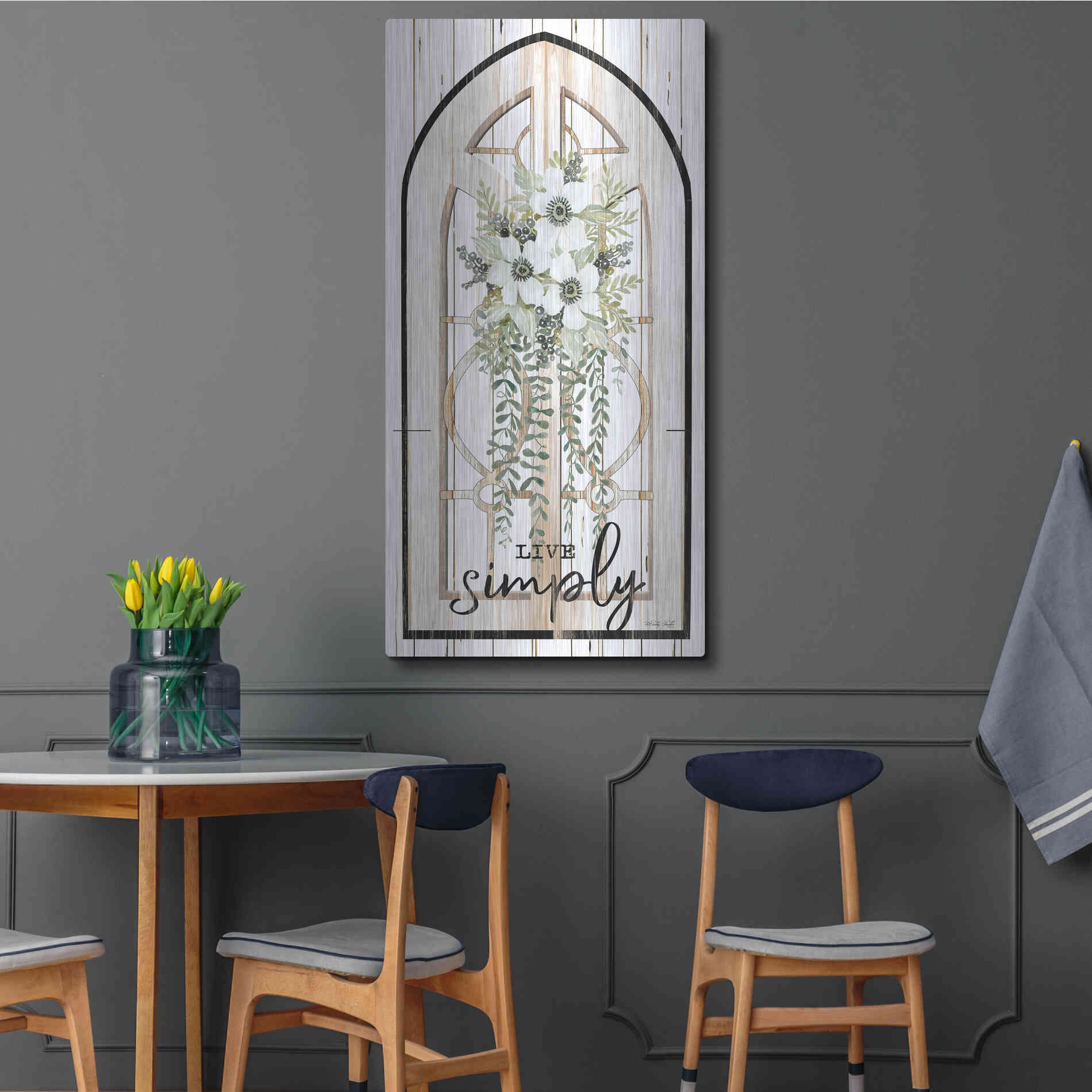 Luxe Metal Art 'Live Simply' by Cindy Jacobs, Metal Wall Art,24x48
