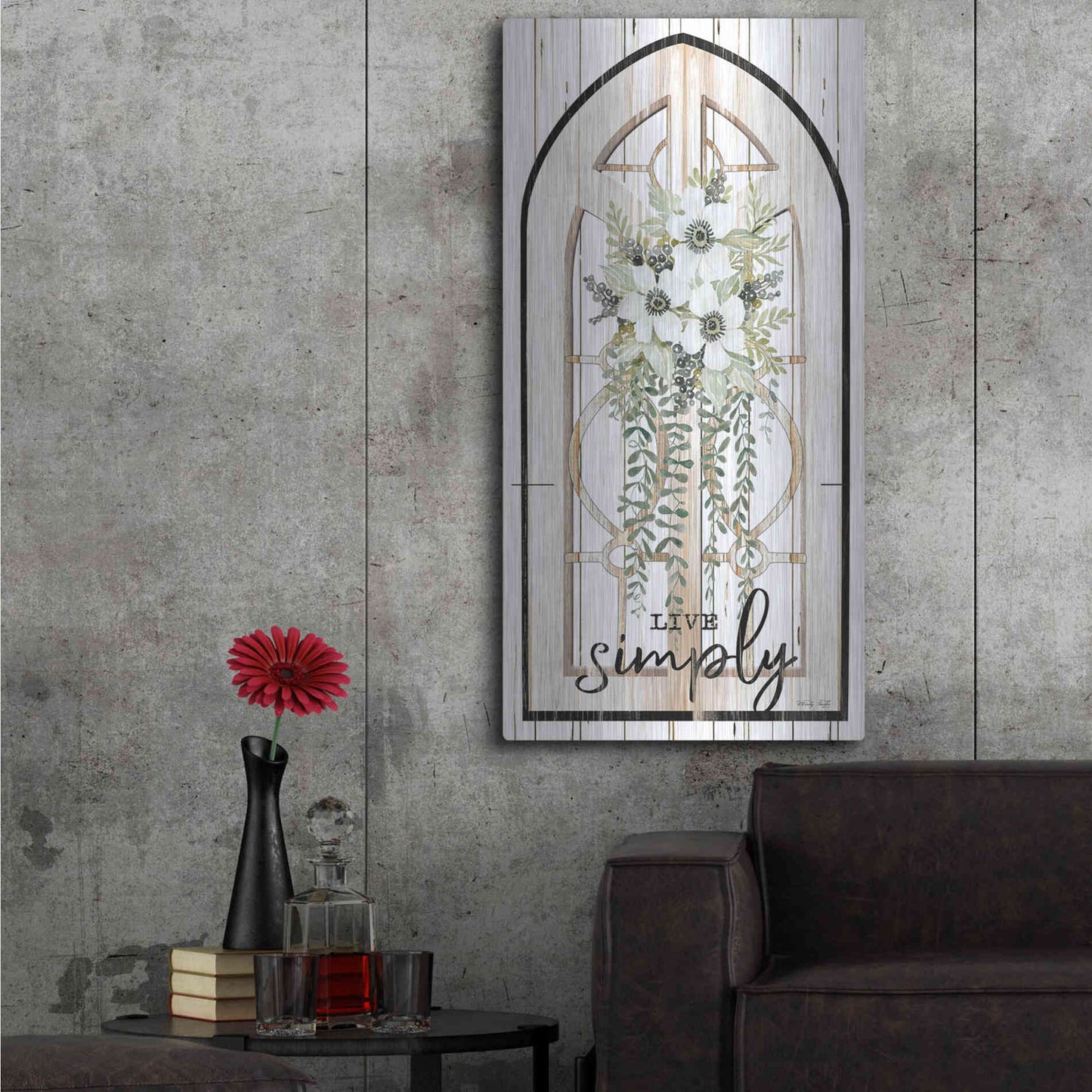 Luxe Metal Art 'Live Simply' by Cindy Jacobs, Metal Wall Art,24x48