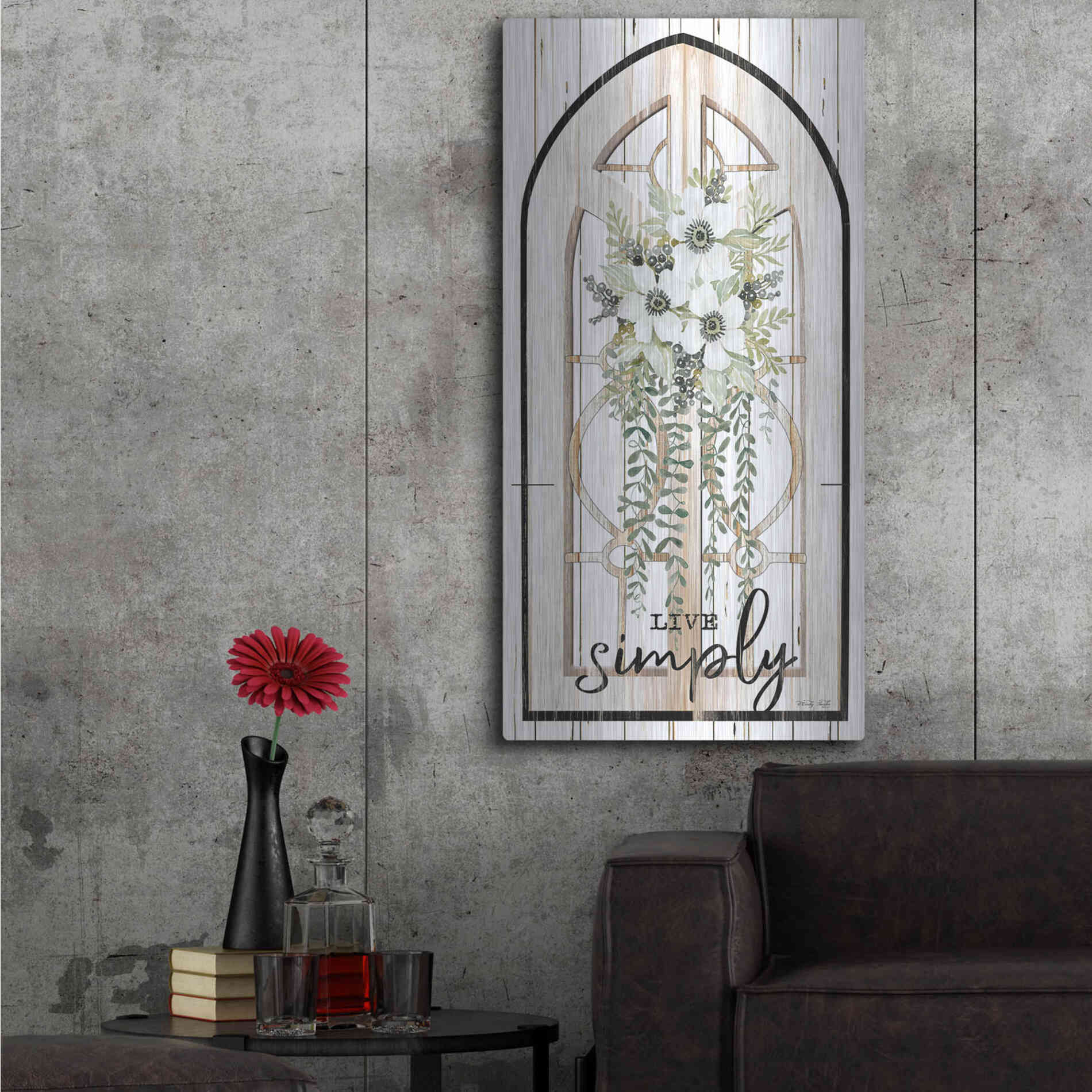 Luxe Metal Art 'Live Simply' by Cindy Jacobs, Metal Wall Art,24x48