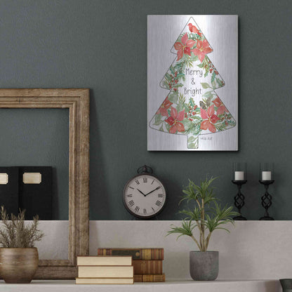 Luxe Metal Art 'Merry & Bright Tree' by Cindy Jacobs, Metal Wall Art,12x16