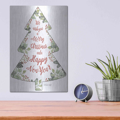 Luxe Metal Art 'Merry Christmas Wishes Tree' by Cindy Jacobs, Metal Wall Art,12x16