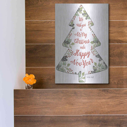 Luxe Metal Art 'Merry Christmas Wishes Tree' by Cindy Jacobs, Metal Wall Art,12x16