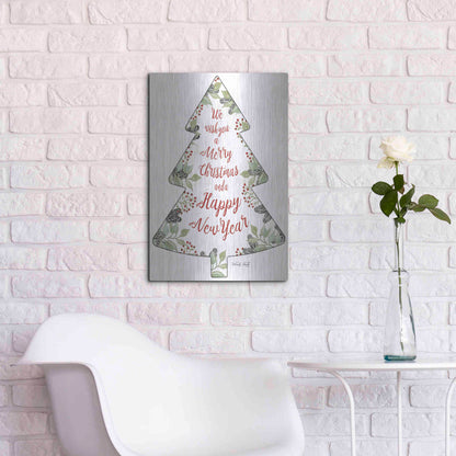 Luxe Metal Art 'Merry Christmas Wishes Tree' by Cindy Jacobs, Metal Wall Art,16x24