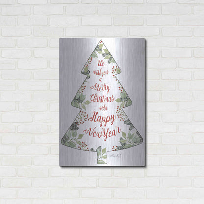 Luxe Metal Art 'Merry Christmas Wishes Tree' by Cindy Jacobs, Metal Wall Art,24x36