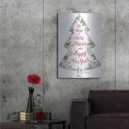 Luxe Metal Art 'Merry Christmas Wishes Tree' by Cindy Jacobs, Metal Wall Art,24x36
