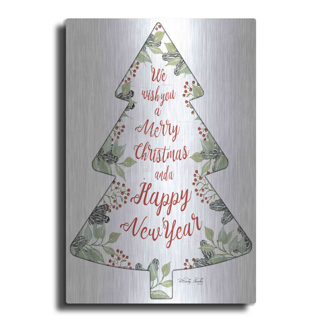 Luxe Metal Art 'Merry Christmas Wishes Tree' by Cindy Jacobs, Metal Wall Art