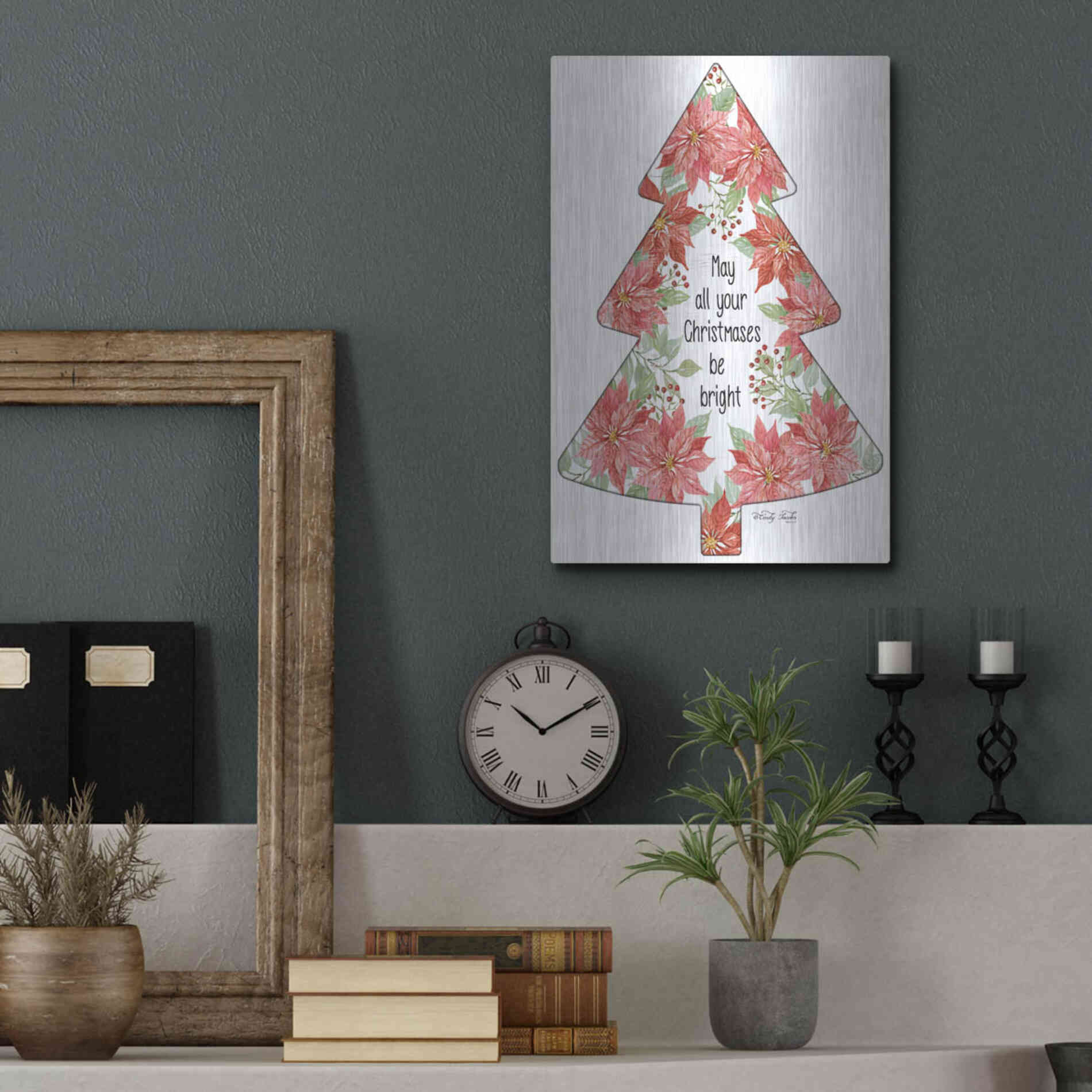 Luxe Metal Art 'Christmases Be Bright Tree' by Cindy Jacobs, Metal Wall Art,12x16