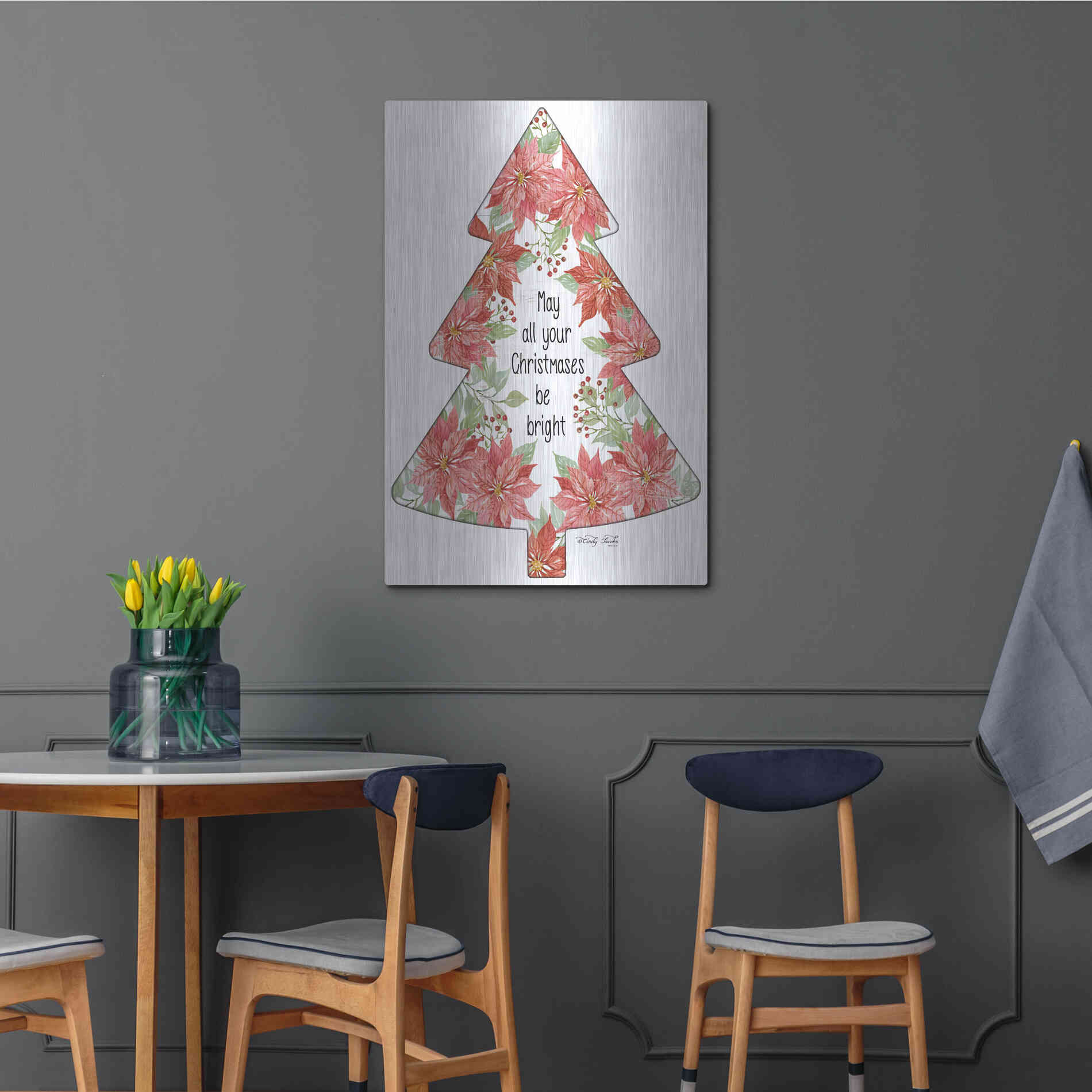 Luxe Metal Art 'Christmases Be Bright Tree' by Cindy Jacobs, Metal Wall Art,24x36