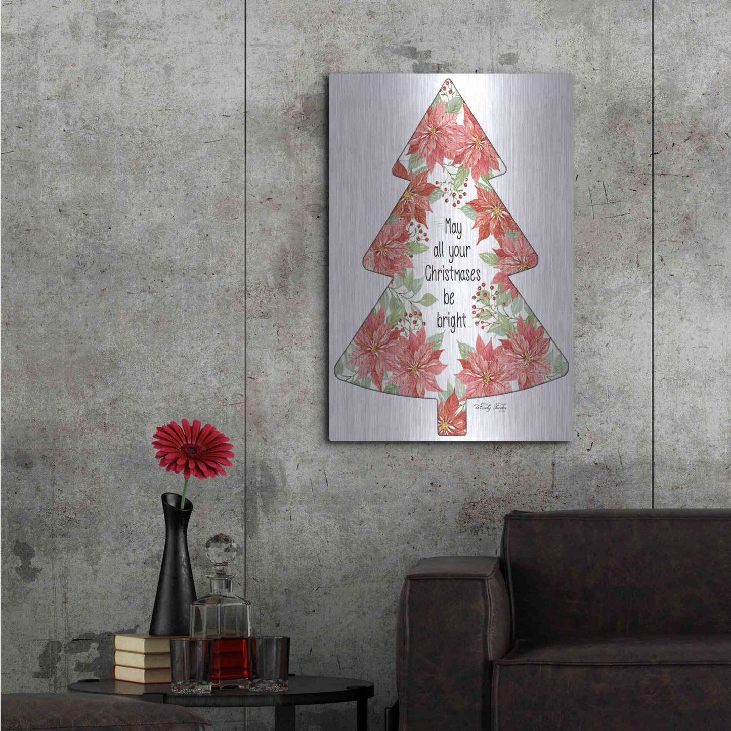 Luxe Metal Art 'Christmases Be Bright Tree' by Cindy Jacobs, Metal Wall Art,24x36