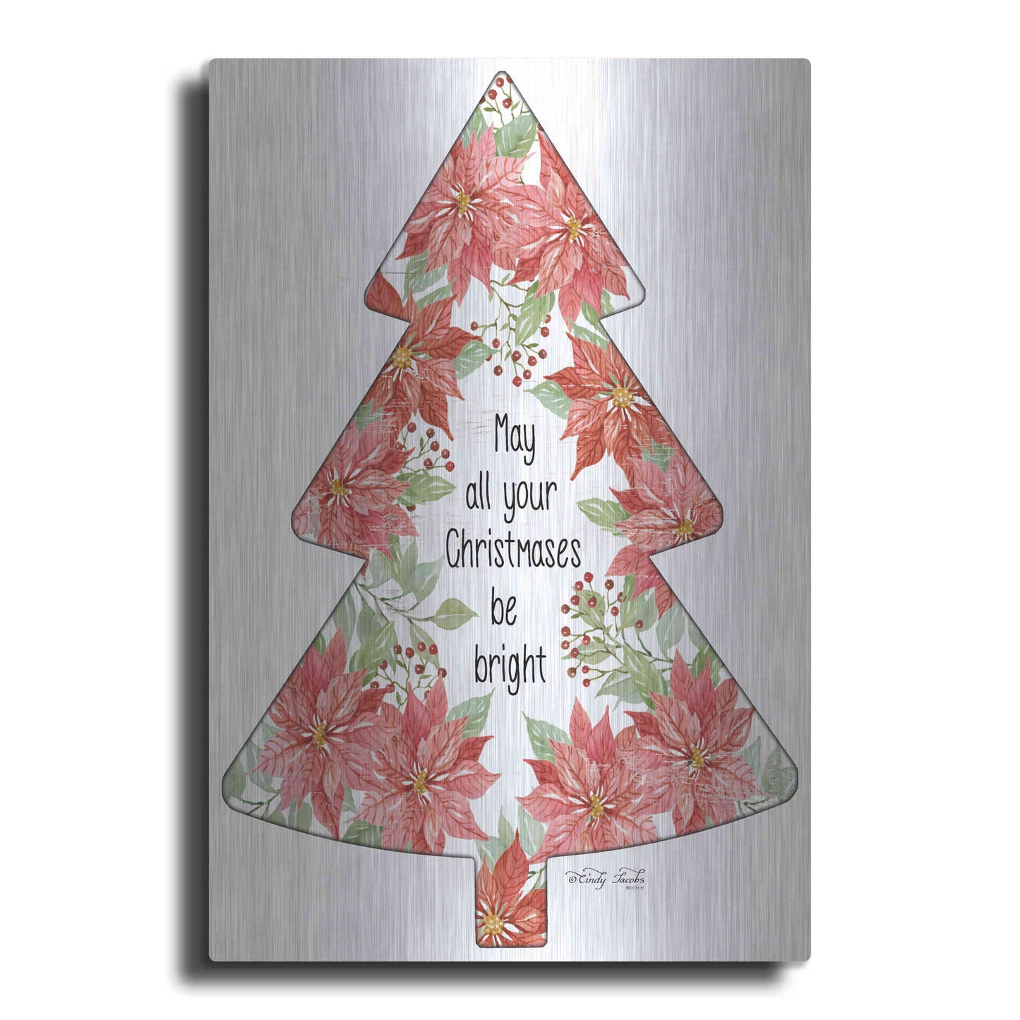 Luxe Metal Art 'Christmases Be Bright Tree' by Cindy Jacobs, Metal Wall Art