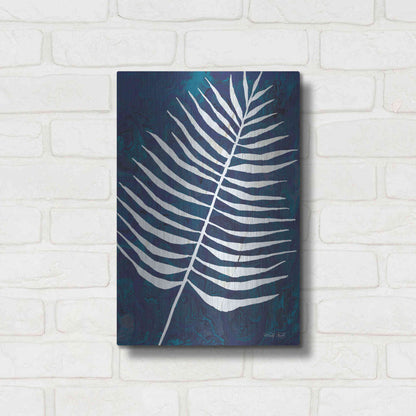 Luxe Metal Art 'Navy Areca Leaf' by Cindy Jacobs, Metal Wall Art,12x16