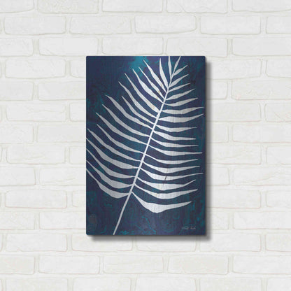Luxe Metal Art 'Navy Areca Leaf' by Cindy Jacobs, Metal Wall Art,16x24