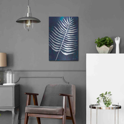 Luxe Metal Art 'Navy Areca Leaf' by Cindy Jacobs, Metal Wall Art,16x24