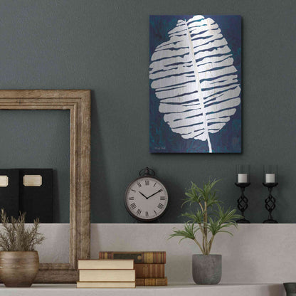 Luxe Metal Art 'Navy Banana Leaf' by Cindy Jacobs, Metal Wall Art,12x16