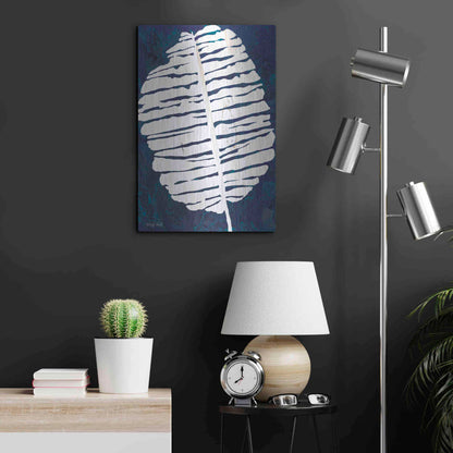 Luxe Metal Art 'Navy Banana Leaf' by Cindy Jacobs, Metal Wall Art,16x24